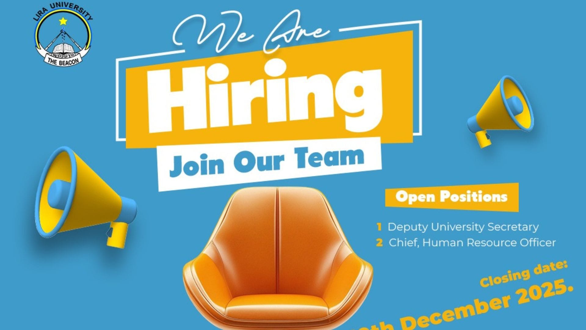Lira University invites applications to fill key positions